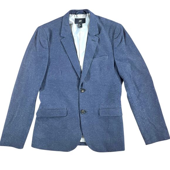 H&M Men’s Blue Cotton Linen Blazer Sport Coat 36R - Picture 3 of 9